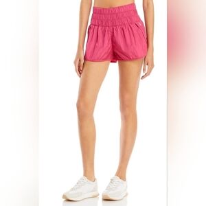 Women's Athletic Shorts - Pink Elastic Waist Running Shorts